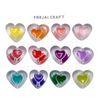 ลูกปัดหัวใจใส Heart beads 17mm