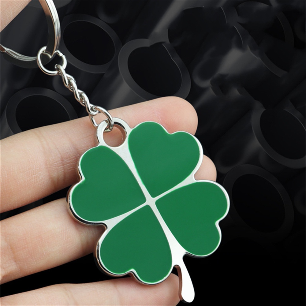 แฟชั ่ นสี ่ Leaf Clover Key Chain สีเขียวแหวนโลหะโชคดี Keychians กระเป ๋ าเครื ่ องประดับ Key อุปกรณ ์ เสริม ราคา ถูกที่สุด ดีลบีเคเค แกลเลอรีภาพที่ 8