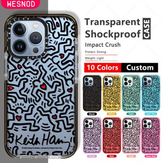 กันกระแทกใสแข็งบางใสแฟชั่น Case เคสโทรศัพท์มือถือ ลายกราฟฟิติ Keith Haring Man of Hearts สําหรับ Iphone 13 12 11 Pro Max 15 14 Xs X Xr 7 8 Plus Miniซิลิโคนนิ่มเคส tpu คุณภาพสูงยี่ห้อใสขอบเรียบโทรศัพท์มือถือฝาปิด Tifyอุปกรณ์เสริมสำหรับ