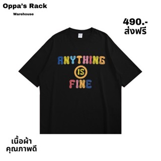 เสื้อยืดสกรีนลาย Anything is Fine สีดำ