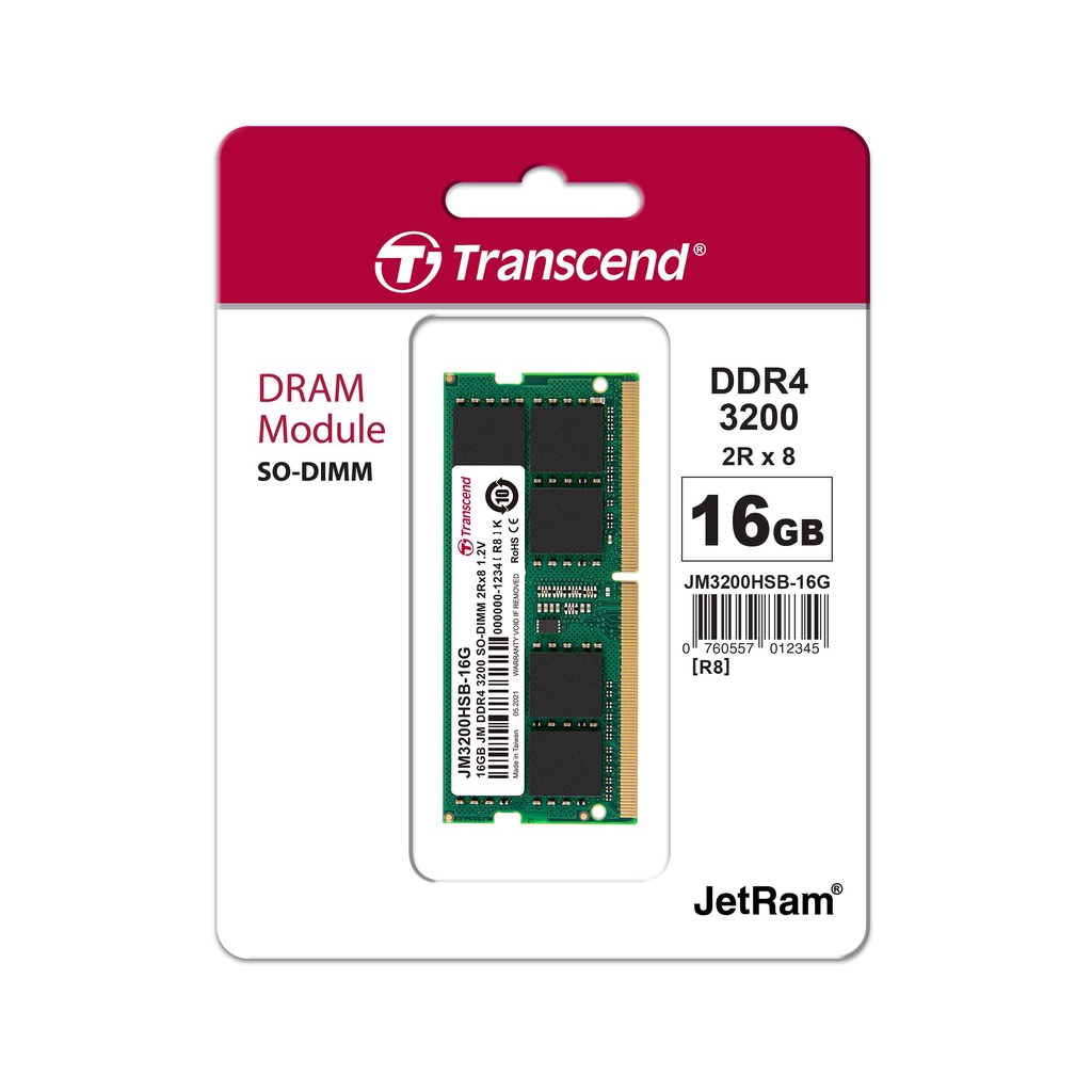 Transcend RAM-Memory DDR4-3200 SO-DIMM 16GB : Transcend - รับประกันตลอดอายุการใช้งาน - มีใบกำกับภาษี