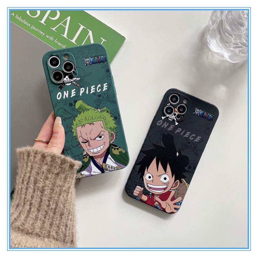 Green Black Luffy iPhone 14 Case Silicone Soft for Apple iPhone11 XR 6 SE2020 เคสไอโฟน 11 12 13 เคสไอโฟน14PROMAX iPhone 7Plus 14Plus CaseiPhone 13 Pro Max iPhone 13 mini เคสมือถือไอโฟน