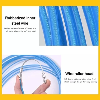 (ในไทย พร้อมส่ง) Fish Tape สีฟ้า ฟิตเทป ดึงสายไฟในท่อ ความยาว 10 15 20 25 30 50 M ไม่แถมตะกร้อ