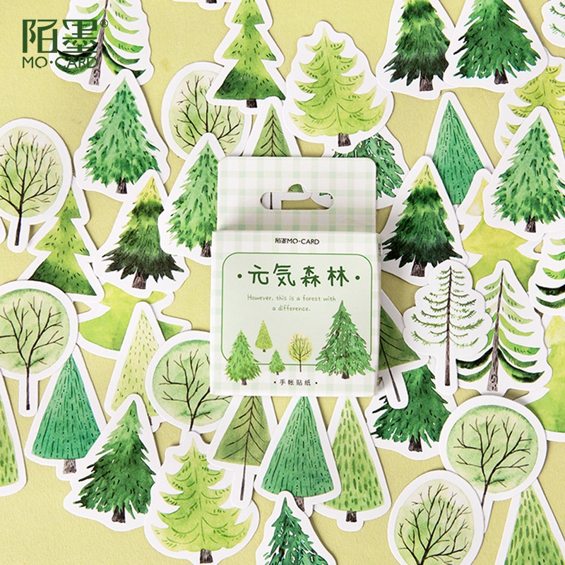 45 ชิ้น/แพ็ค Mini Forest Washi กระดาษเครื่องเขียนชุดสติกเกอร์ป้ายตกแต่งสําหรับหัตถกรรม Diy Scrapbooking Planner อัลบั้มไดอารี่
