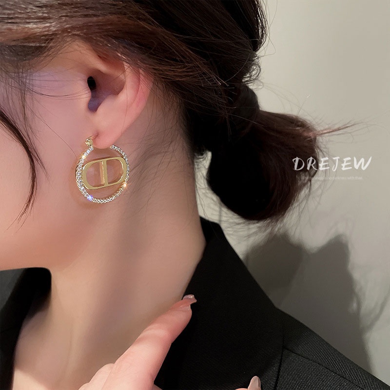 DREJEW ต่างหูเพทาย รูปจมูกหมู เรขาคณิต หรูหรา ระดับไฮเอนด์ แฟชั่นสําหรับผู้หญิง 