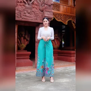 กางเกงผ้าถุงสไตล์คุณนาย กางเกงลายปาเต๊ะ ผ้านิ่ม สีสด ไม่ตก