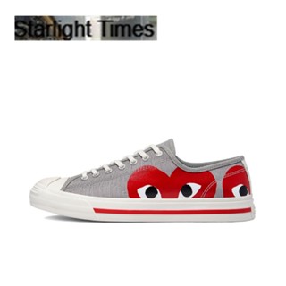 CDG Play x Converse Jack Purcell สีเทา - แดง