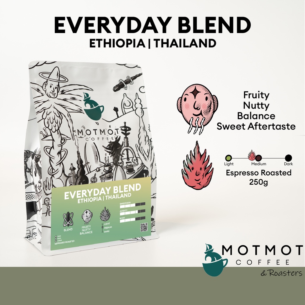 Everyday Blend เมล็ดกาแฟเบลน โทน Fruity Nutty Balance | MOTMOT COFFEE