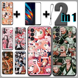 2 IN 1 เคสเซรามิค กันรอยหน้าจอ พร้อมกระจกนิรภัย ลายการ์ตูนอนิเมะ สําหรับ Tecno Pova 3