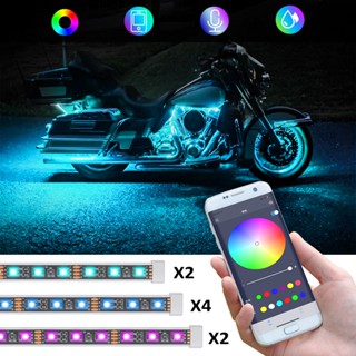 Universal LED Car Motorcycle Decorative Ambient Lamp Flexible Strip Lights 5050 SMD APP Sound Control RGB Moto Atmospher