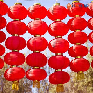 Cny จี้โคมไฟ รูปลูกบอล ประดับพู่ สีแดง สําหรับแขวนตกแต่ง Diy