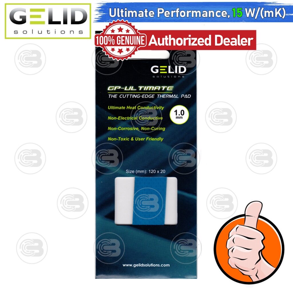 [CoolBlasterThai] GELID GP-ULTIMATE Thermal Pad (1 PCS) 120x20x1.0 mm./15.0 W/mK (TP-GP04-R-B)