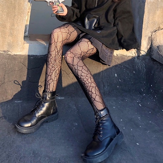 ถุงน่อง แฟนซี ลาย แมงมุม ค้างคาว หัวกะโหลก ฮาโลวีน Halloween Fancy Body Stockings Spider Bat Skull Printed Sock