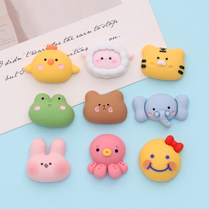 แผ่นกาวเรซิ่น รูปการ์ตูนสัตว์ ช้าง กระต่าย ดอกไม้ หมี ขนาดเล็ก diy สําหรับติดตกแต่งโทรศัพท์มือถือ