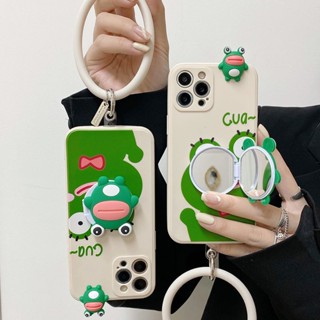 เคสโทรศัพท์มือถือ แบบกระจก ลายการ์ตูนกบ สําหรับ OPPO A17 Reno 8Z 7Z 6Z 2F 5F 4F 7 6 5 4 F11 F9 Pro A16 A95 A15 A15S A92 A12 A94 A74 A54 A53 A93 Find X5 X3 Pro A5 A9 A31 2020 เคสโทรศัพท์มือถือ พร้อมสายคล้อง