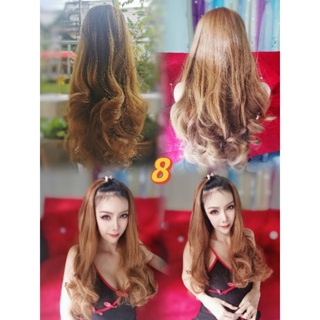 Used​ half wig วิกครึ่งหัว ผมยาวสีบลอนด์​ดัดลอนปลายผม ยาว 69 ซม