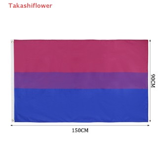 (Takashiflower) ธงแบนเนอร์ Bi Pride Flag Of Bisexuality ขนาด 90x150 ซม. เป็นมิตรกับตกแต่งบ้าน