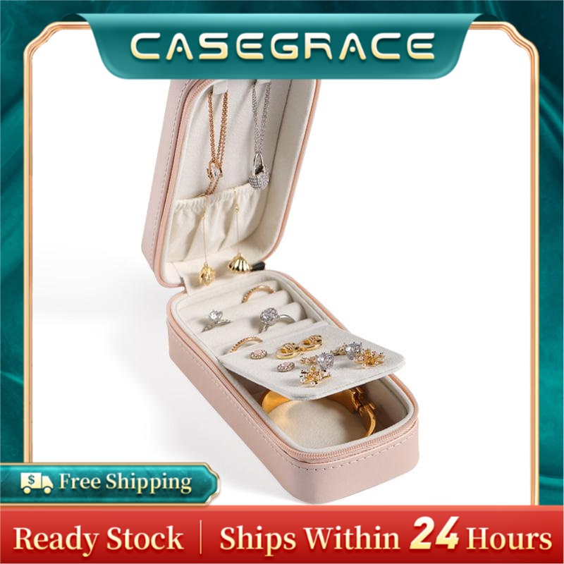 Casegrace Travel Box Organizer Portable Small Pu Leather Earrings Ring