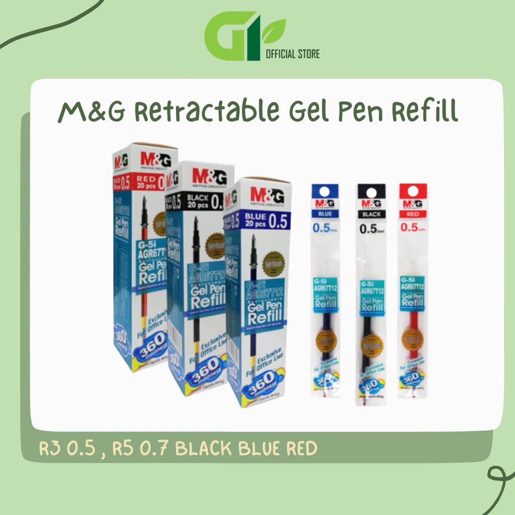 [GY Office] M&G Retractable Gel Pen Refill R5/R3 0.5M/0.7MM สีดํา/น้ําเงิน/แดง 1PC