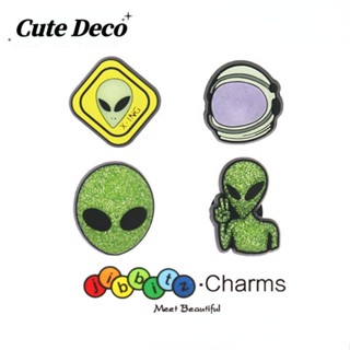 CROCS 【Cute Deco】กระดุมเรซิ่น รูปการ์ตูนเอเลี่ยน เอเลี่ยนน่ารัก (8 แบบ) สีเขียว สําหรับรองเท้า