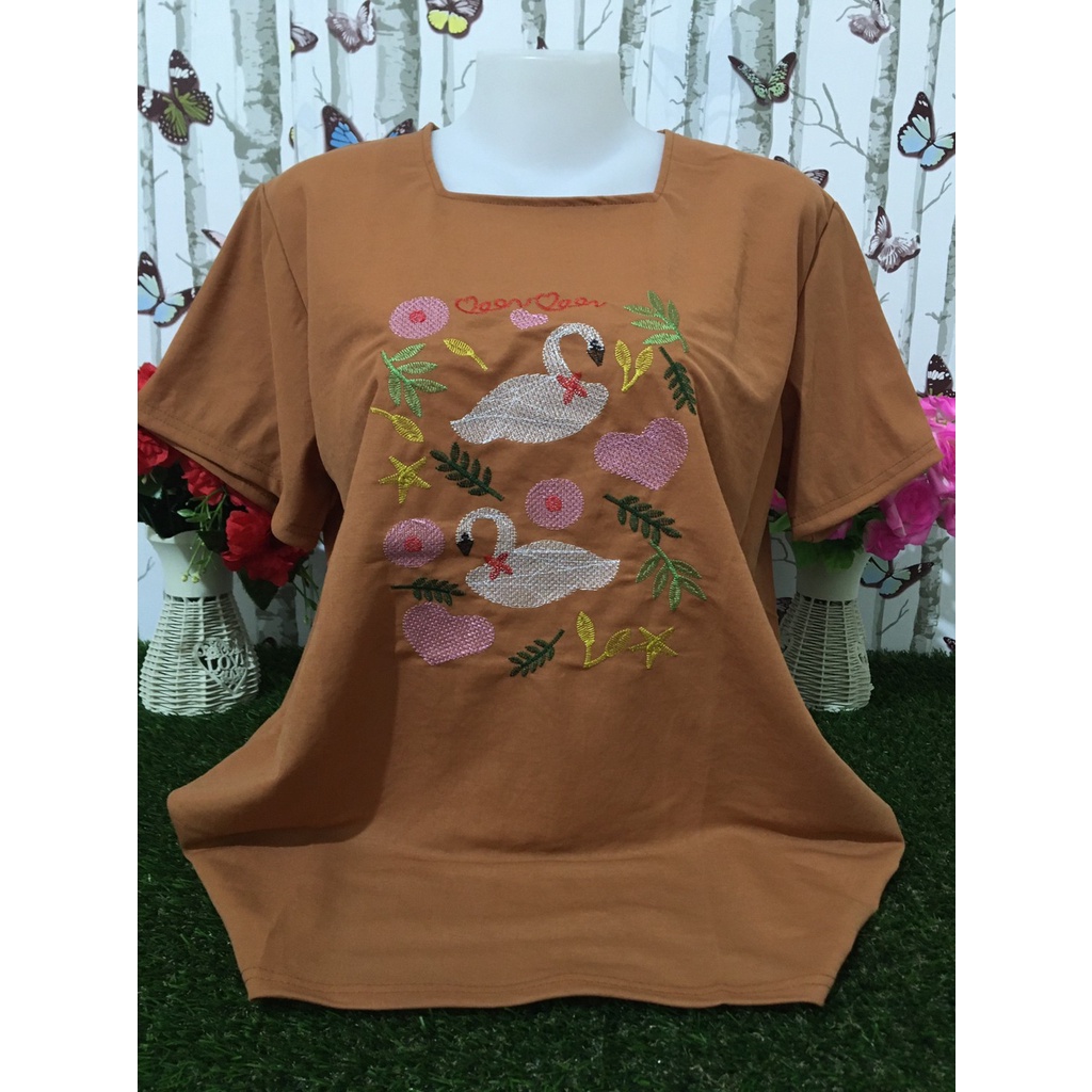 เสื้อยืด เสื้อยืดคอสี่เหลี่ยมแขนสั้น สไตล์เกาหลี สําหรับผู้หญิง ผ้าใส่สบายไม่ร้อน รุ่น9229เป็ด