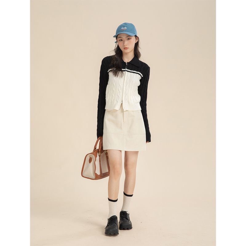 Capes 179 บาท MYGIRLSHOP.THเสื้อซิปรูดได้บนลางทูโทนR002 Women Clothes