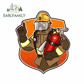 Earlfamily สติกเกอร์ ลายกราฟฟิค Fire Extinguisher 13 ซม. x 11.3 ซม. คุณภาพสูง สําหรับติดตกแต่งกระจกหน้ารถยนต์