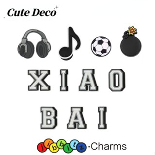 【Cute Deco】ตัวการ์ตูนตัวอักษรน่ารัก (1 แบบ) Note Bomb Headset Letter Charm Button Crocs Cute Jibbitz Croc Shoes Charm วัสดุเรซิน สําหรับรองเท้า