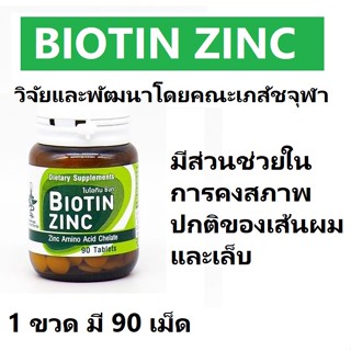 Biotin Zinc โดยร้านยาคณะเภสัช จุฬาฯ วิตามินบำรุงผมและเล็บ ลดผมร่วง ป้องกันผมหงอกก่อนวัย