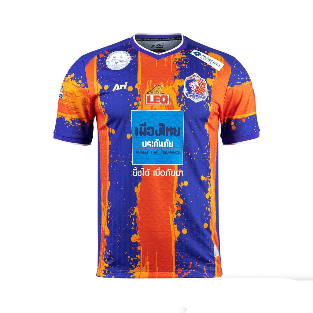 เสื้อกีฬาแขนสั้น ลายทีมเหย้า Ari Port FC 2022 2023 สีส้ม ฟ้า ขาว