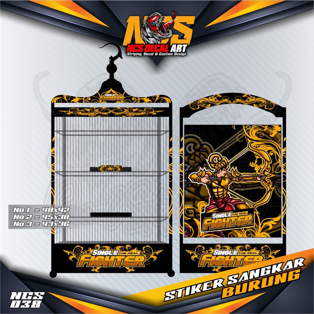 Single Fighter Box Bird Cage Decal Sticker - Box Bird Cage