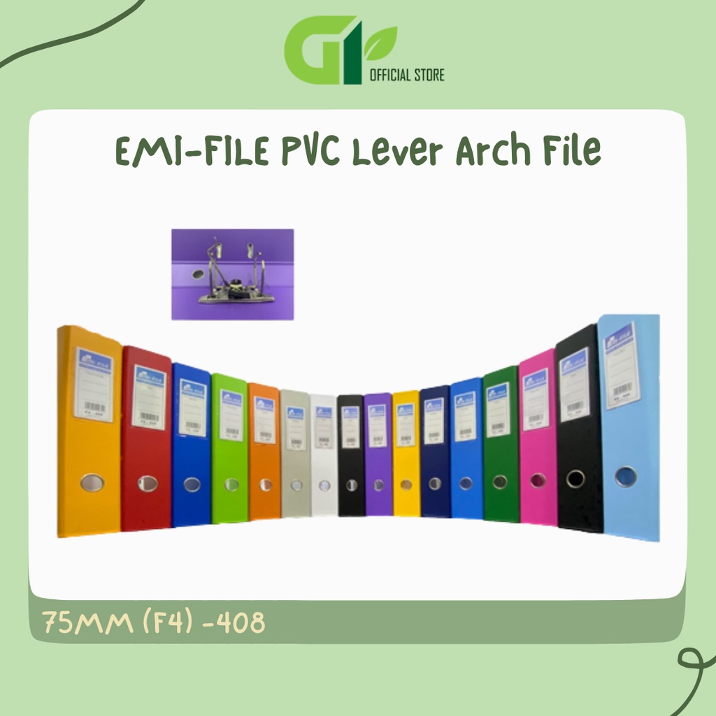 [GY Office] EMI-FILE PVC Lever Hard Cover Arch File - 75MM (F4) -408 ( 3 นิ้ว)
