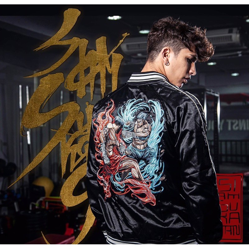 Sukajan Jacket ปักลายมวยไทย คาดเชือก สไตล์ญี่ปุ่น เสื้อแจ็กเก็ต สกาจัน ซูกาจัน Muay Thai Fight Embroidery Jacket