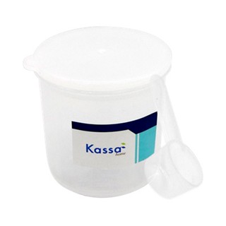 Therichbuyer ขวดโหลพลาสติก พร้อมช้อน KASSA HOME รุ่น JCJ-1624 ขนาด 500 มล. สีขาว