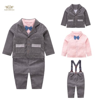 Cute Baby suit สูท ชุดไปงาน เด็กอ่อน เด็กเล็ก เซท 4 ชิ้น บอดี้สูทหรือเชิ้ต+เสื้อคลุม+หูกระต่าย+กางเกง สวมใส่ง่าย ขนาด...