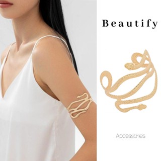 𝓑𝓮𝓪𝓾𝓽𝓲𝓯𝔂 กำไลข้อมือต้นแขนรูปงูสีทองและเงินสไตล์อียิปต์สำหรับประดับตกแต่ง