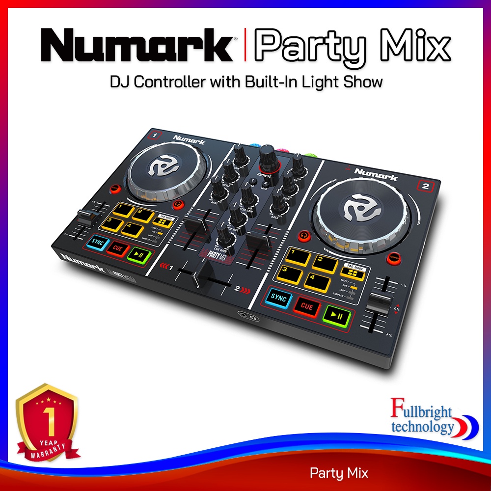 Numark Party Mix DJ Controller with Built In Light Show เครื่องเล่นดีเจคอนโทรลเลอร์ประกันศูนย์ 1 ปี