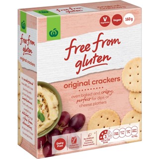 Woolworths Free From Gluten Original Cracker 160g.  วูลเวิร์ธปราศจากกลูเตนออริจินัลแครกเกอร์ 160กรัม