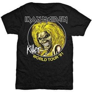 เสื้อยืดผ้าฝ้าย Yuanl5 {พร้อมส่ง เสื้อยืดแขนสั้น พิมพ์ลาย Iron Maiden Killers World Tour 81 พลัสไซซ์ ของขวัญวันเกิด สําห