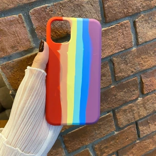 เคส สีรุ้งกำมะหยี่ โลโก้ สำหรับรุ่น ไอโฟน I6 I6P I7P I8P I7 I8 XS XSMAX XR I11 I11PRO I11PROMAX I12 I12PRO I12PROMAX