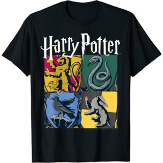 เสื้อยืดแขนสั้น คอกลม ผ้าฝ้ายแท้ พิมพ์ลาย Harry Potter สําหรับผู้ชายS-5XL