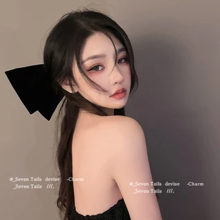 กิ๊บติดผม ผ้ากํามะหยี่ ประดับโบว์ ขนาดเล็ก สีดํา เครื่องประดับ สําหรับผู้หญิง