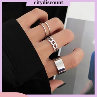 &lt;citydiscount&gt;   แหวนสวมนิ้วมือสไตล์ฮิปฮอปสําหรับผู้หญิง 3 ชิ้น