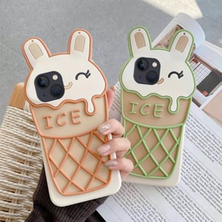 เคสโทรศัพท์มือถือ ลายการ์ตูนน้ําแข็งน่ารัก 3D สําหรับ OPPO A17 A16 A15 A15s A76 A96 A95 A94 A93 A74 A54 A53 A31 A5 2020 A9 2020 A3s A12e A5s A7 A12 A91 F11 Pro F9 F7 F5 F3 F1s A83 A57 A39 A37 A71 เคสลายกระต่าย สีครีม