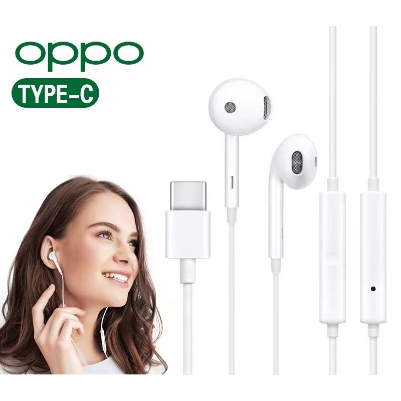ส่งจากไทย หูฟัง Type-C OPPO Headphone หูฟังเสียงดี หูฟังsmall talk oppo earphone หูฟังไมโครโฟนใช้กับช่องเสียบขนาด Type-C