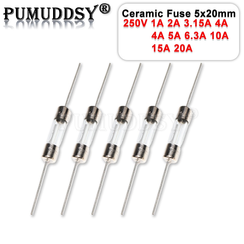 10pcs 5 * 20 มม.ฟิวส์เซรามิค Fast Melting Tube ฟิวส์ A-pin 5x20 มม. 250V IGMOPNRQ 1A 2A 3.15A 4A 5A 
