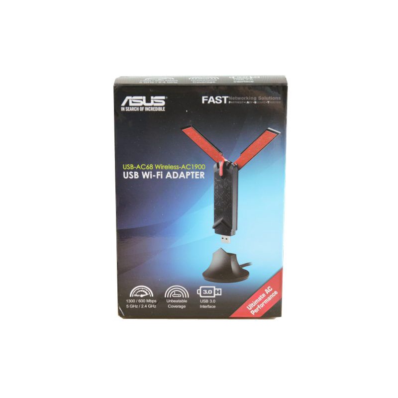 Asus USB-AC68 Dual-Band Wireless AC1900 USB Wi-Fi Adapter ( 2.4 GHz / 5 GHz )