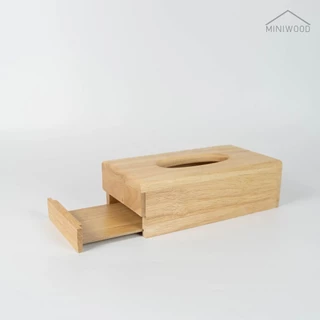 MINIWOOD กล่องทิชชู่ บาง กล่องใส่ทิชชู่ซองพลาสติก กล่องทิชชู่เช็ดหน้า 100 แผ่น Tissue Holder ผลิตจากไม้