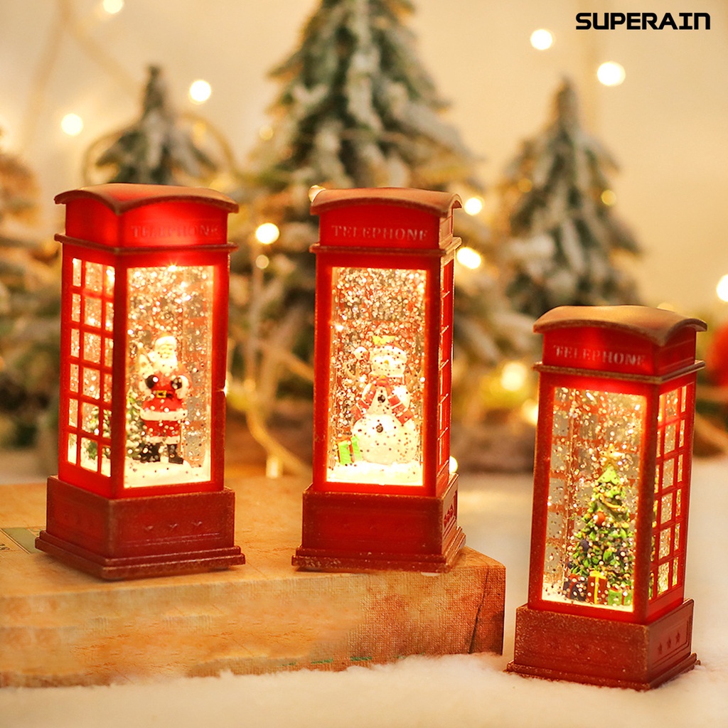 <Christmas> บูธโทรศัพท์เรืองแสง สีแดง ป้องกันการเสียรูป พร็อพสําหรับตกแต่งเทศกาลคริสต์มาส