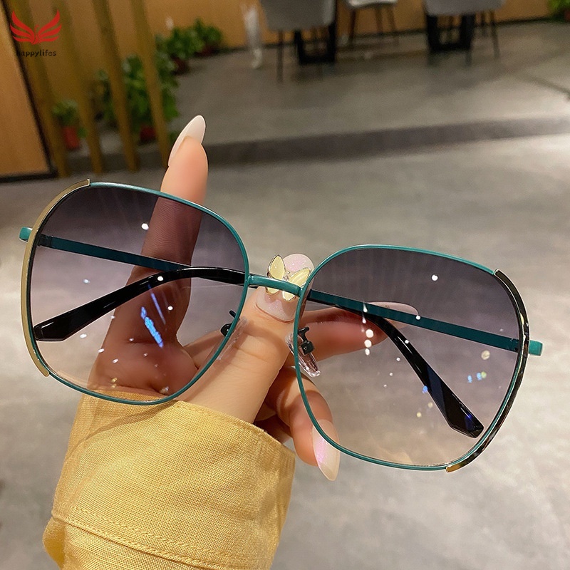 ใหม่ แว่นตากันแดด UV400 กรอบโลหะ ทรงสี่เหลี่ยม ไล่โทนสี หรูหรา สีทอง สีเงิน สําหรับผู้หญิง และผู้ชาย